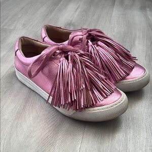Metallic Pink Women's Fringe Sneakers